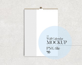 A4 Wall Calendar mockup. PNG file included