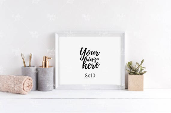 8x10 White Wooden Frame Mockup Styled Stock Photography Etsy