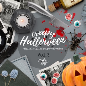 Halloween Scene Creator / movable isolated elements / PNG JPG and PSD files