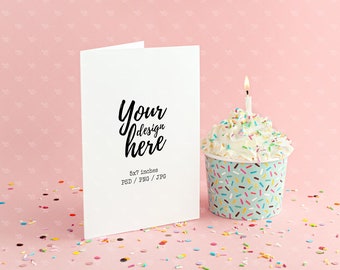 5x7 inches greeting card mockup / PNG+JPG+PSD files included / Instant download mockup