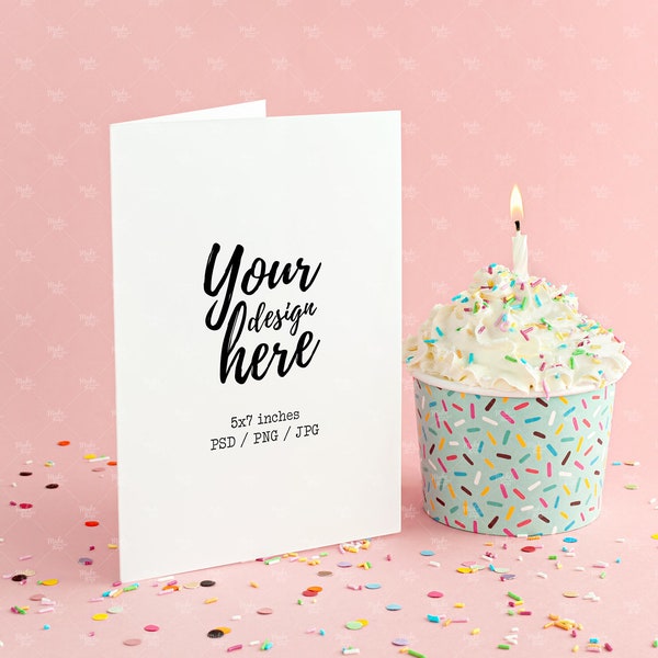 5x7 inches greeting card mockup / PNG+JPG+PSD files included / Instant download mockup