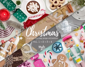 Christmas Scene Creator Bundle / Digital styling props collection / Movable elements / Instant download