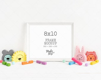 8x10 White frame nursery mockup. Landscape 8x10 frame mockup