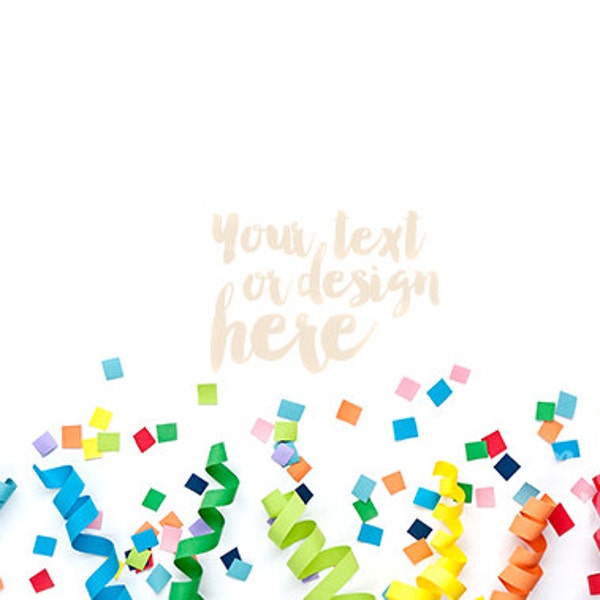 Desktop styled stock photography / Instant download / Rainbow confetti on white background / #0912