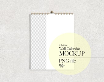 8.5x11 Wall Calendar mockup. PNG file included