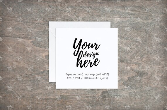 Square Card And White Envelope Mockup Styled Stock Etsy