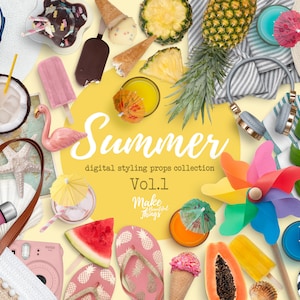 Summer Scene Creator Vol.1 / Digital styling prop collection / Scene generator / Movable elements