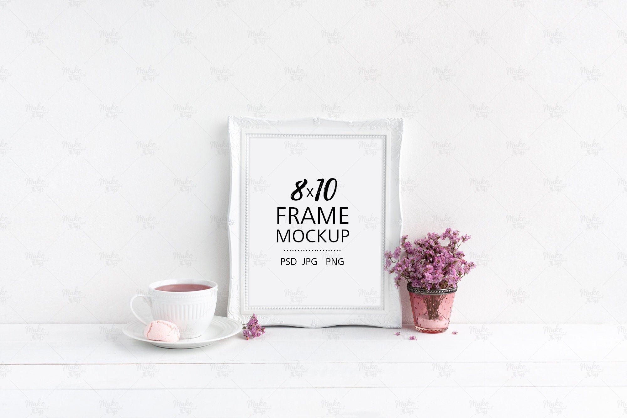 8x10 white frame mockup / Portrait frame mockup / Vertical Etsy