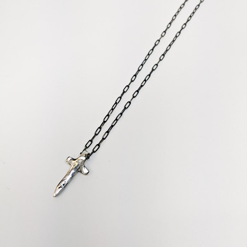 Cross Pendant Handmade Sterling Silver Long Chain