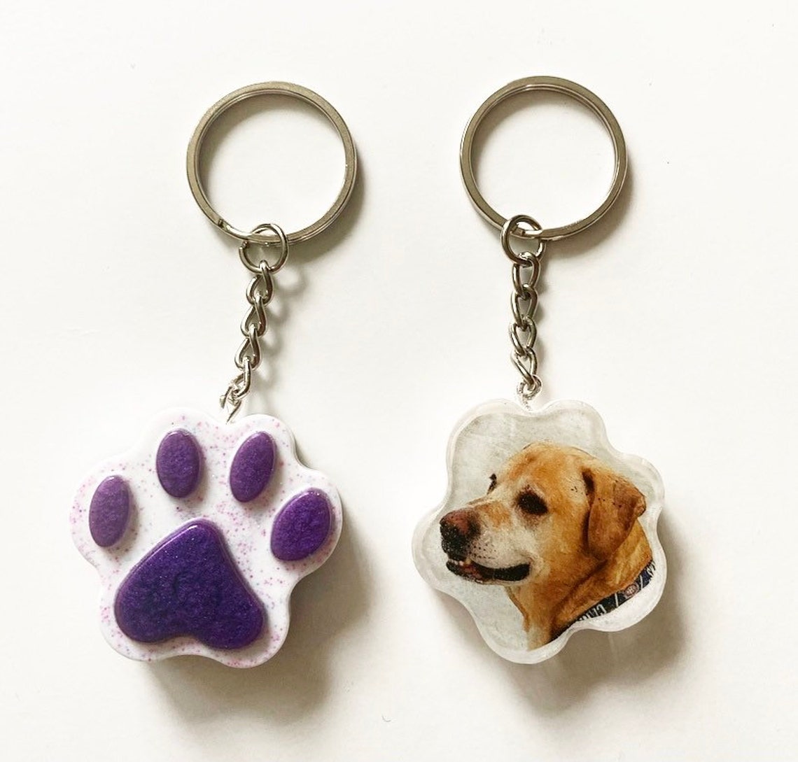 Personalized Resin Paw Keychains Etsy
