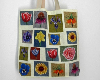 Cotton shopper bag with flowers