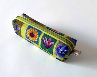 pencil case, flowers