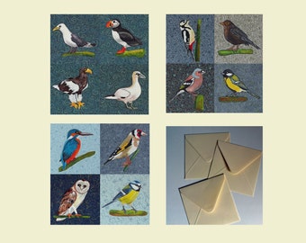 set of 3 printed cards with birds