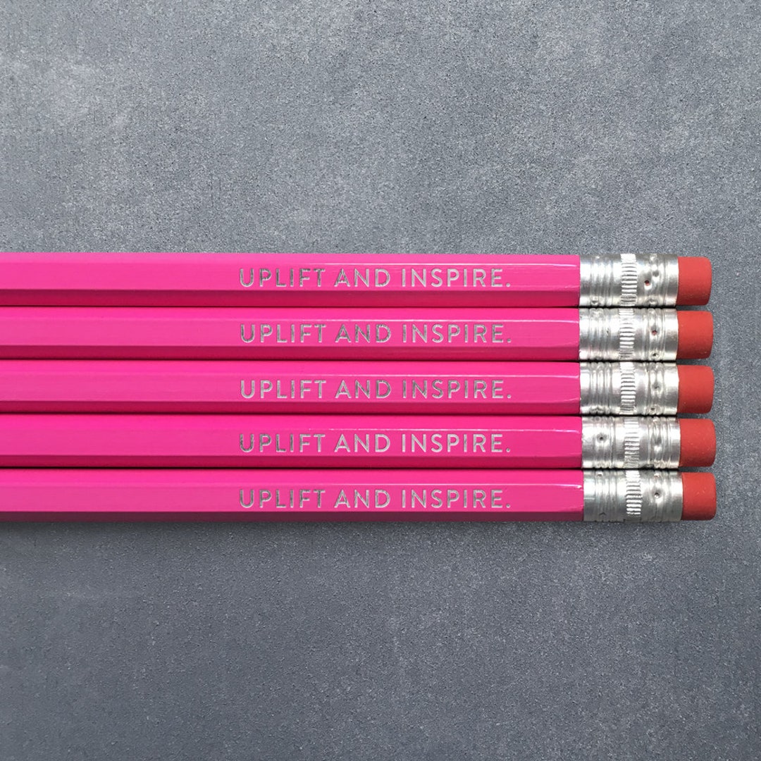 Uplift and Inspire // Foil Stamped Pencils // Set of 5 Etsy