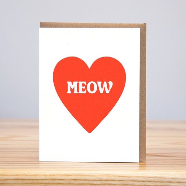 Neon Meow Heart (Letterpress)