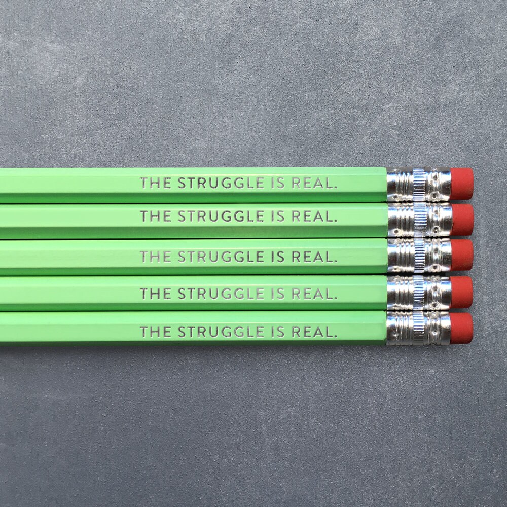 The struggle is real // Foil Stamped Pencils // Set of 5