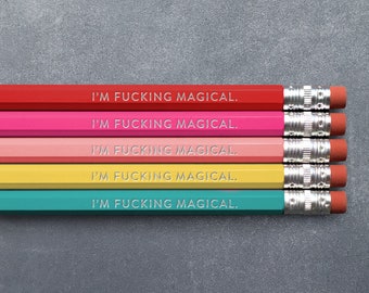 I'm F***ing Magical Rainbow // Foil Stamped Pencils // Set of 5