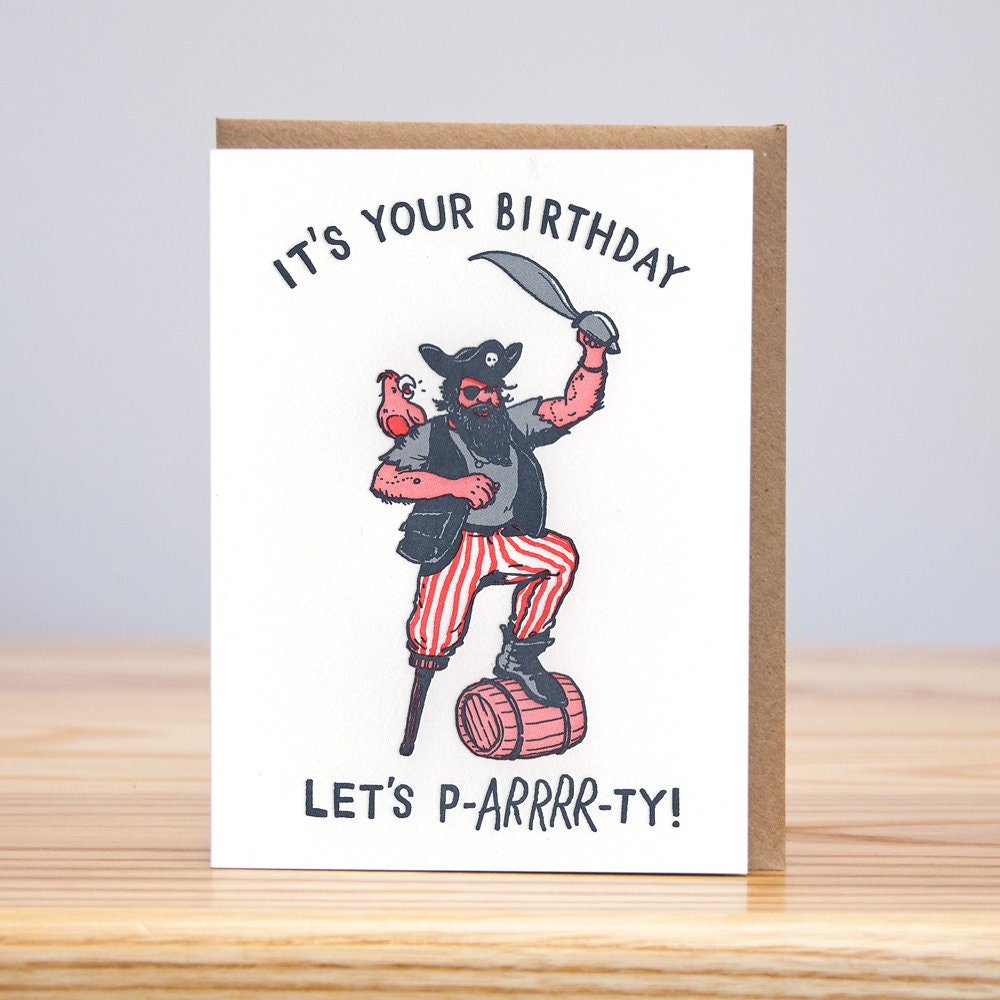 Let's P-arrrr-ty Pirate Birthday Card // Letterpress