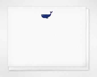 Nautical Whale Flat Stationery Set // Letterpress