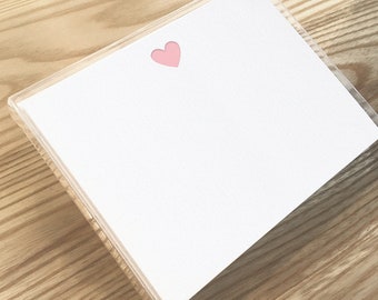 Pink Heart Flat Stationery Set // Letterpress