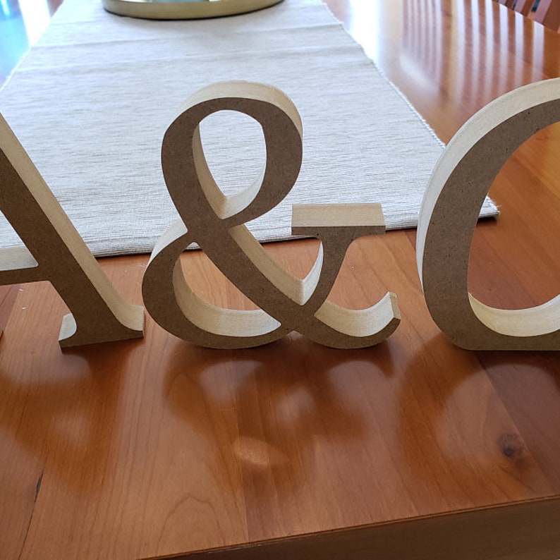 Wedding Decoration / Valentines Gift Free Standing Wooden Letters and an Ampersand, 13cm Large Letters 2 Letters Plus & Sign, Initials image 5