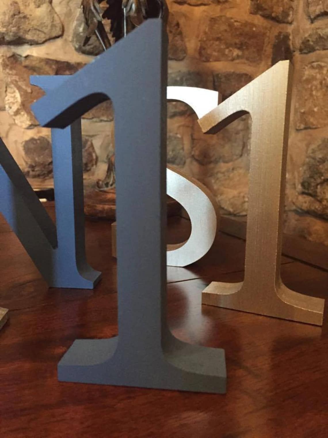 Bright Blue Wooden Letters and Numbers Freestanding Etsy