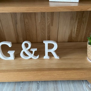 Wedding Decoration / Valentines Gift Free Standing Wooden Letters and an Ampersand, 13cm Large Letters 2 Letters Plus & Sign, Initials image 7