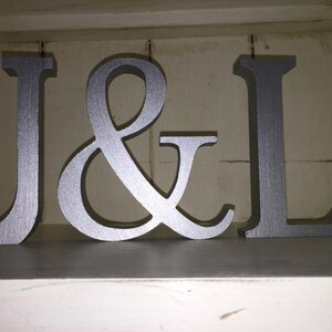 Wedding Decoration / Valentines Gift Free Standing Wooden Letters and an Ampersand, 13cm Large Letters 2 Letters Plus & Sign, Initials image 3