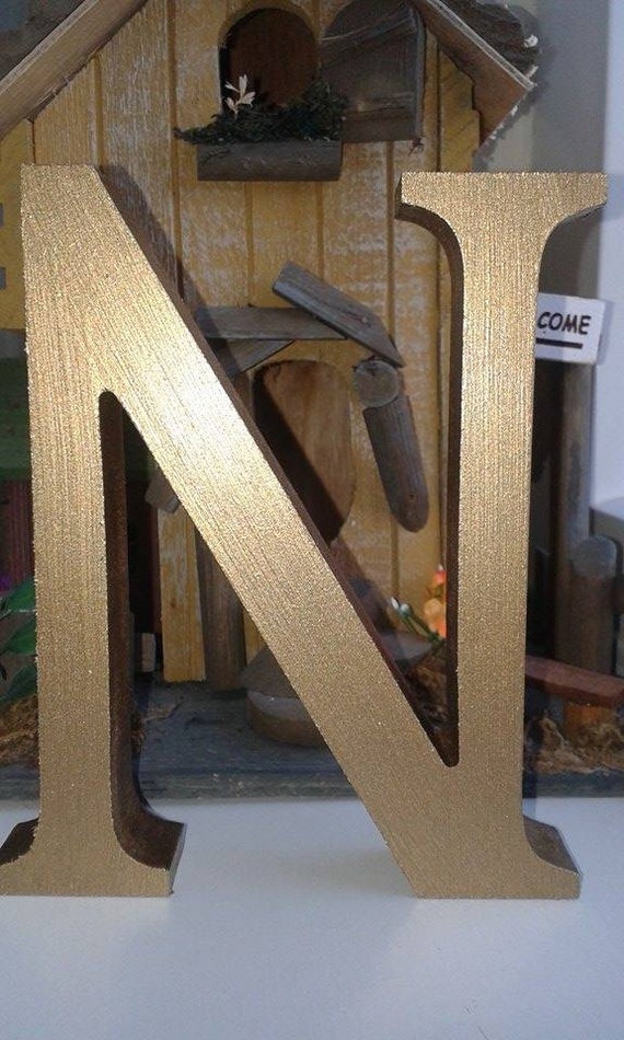 Mutipack Offer: 3 Wooden Letters 13cm Large Letters Ampersand & Gold Finish 