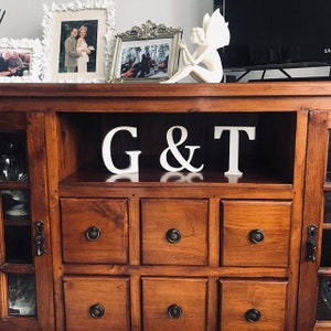 Wedding Decoration / Valentines Gift Free Standing Wooden Letters and an Ampersand, 13cm Large Letters 2 Letters Plus & Sign, Initials image 8