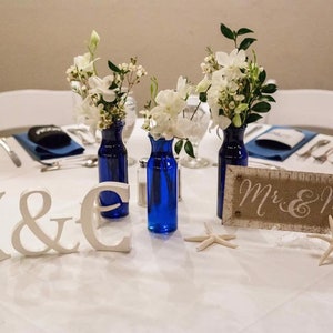 Wedding Decoration / Valentines Gift Free Standing Wooden Letters and an Ampersand, 13cm Large Letters 2 Letters Plus & Sign, Initials image 4