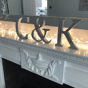 Wooden Letters and Numbers - Free-standing - Painted, 13cm Large Letters, Colour Letters, Wedding,  Free Standing