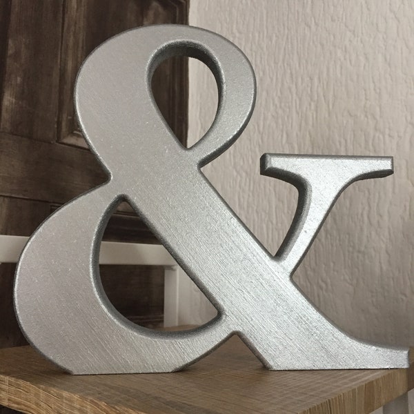 Metallic Silver or Metallic Grey Large Letters, Painted Wooden Letters - Big Silver Letters - Big Letters, Metallic Grey Letters