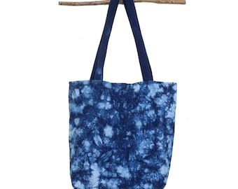 Indigo shibori hand dye tote. Blue tote bag. Women Handbags. Beach bag. Boho tote. School tote bag. Tie dye bag. Blue tote bag.