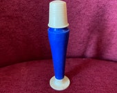 ETUI Vintage Royal Blue Plastic Celluloid Needle and Thread Case with Thimble Top