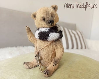 Handmade teddy bear, miniature collectible animal interior, artist bears, OOAK stuffed animal, teddy bear gift