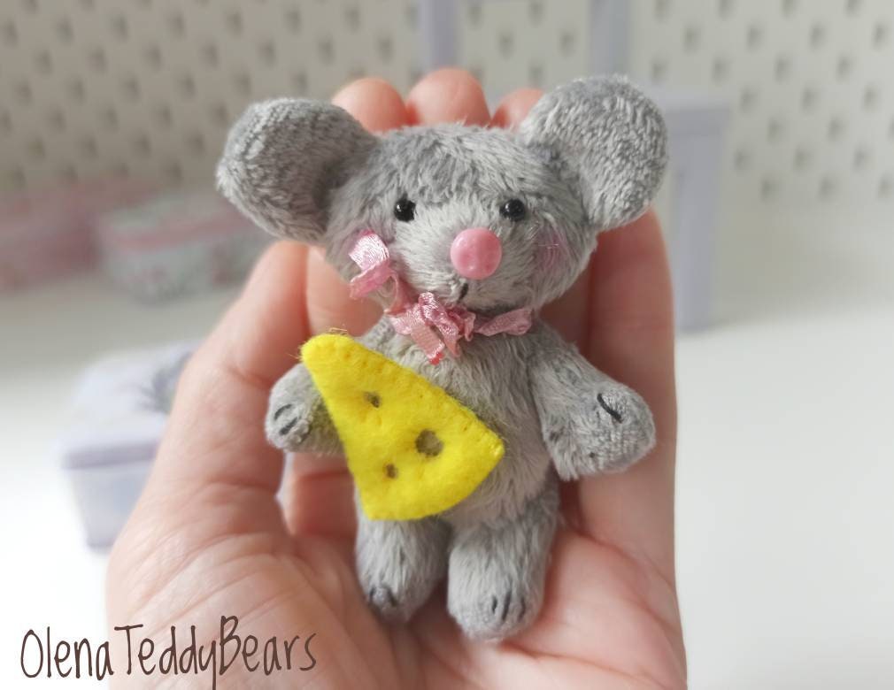 Stuffed animal mouse plush toy in box travel toy miniature Etsy
