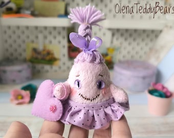 Miniature Monster Plush for Pocket Hug, Halloween Stuffed Toy in Gift Box, Pink Plush Monster, Cute Keepsake Gift