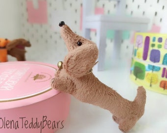 Dog plush, dachshund toy, stuffed dog , miniature plush, toy for doll, puppy plush