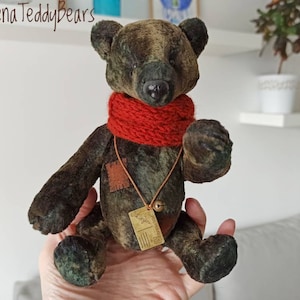 Urso de pelúcia de alpaca vintage: brinquedo colecionável de artista OOAK