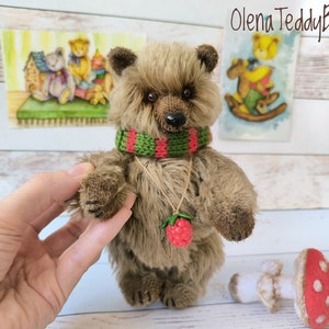 Teddy bear handmade, animal interior, stuffed animal bear, OOAK plush, brown teddy bear, collectible gift