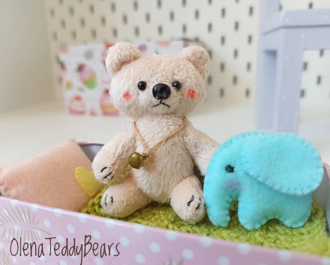 Plush bear toy miniature plush small stuffed animal travel Etsy