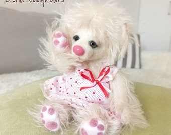 Oso de peluche de mohair único: Oso de artista de colección, 6,29"