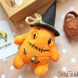 Handmade Miniature Monster Plushie: Halloween Keepsake Art Doll
