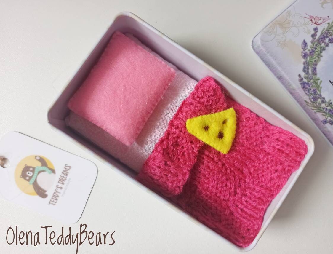 Stuffed animal mouse plush toy in box travel toy miniature Etsy