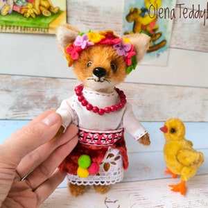 OOAK Mohair Fox Teddy Bear: Handmade Collectible Plush