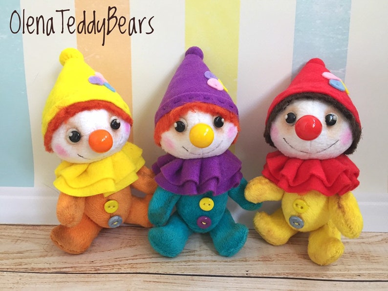 Plush small Clown handmade soft doll Etsy