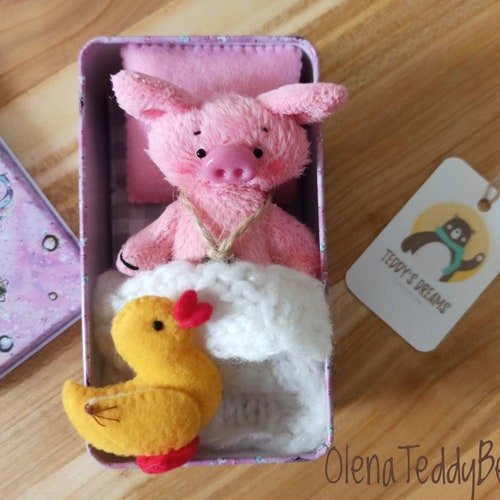 Plush Pig Small Plush Animal Plush Toy in Box Miniature Etsy