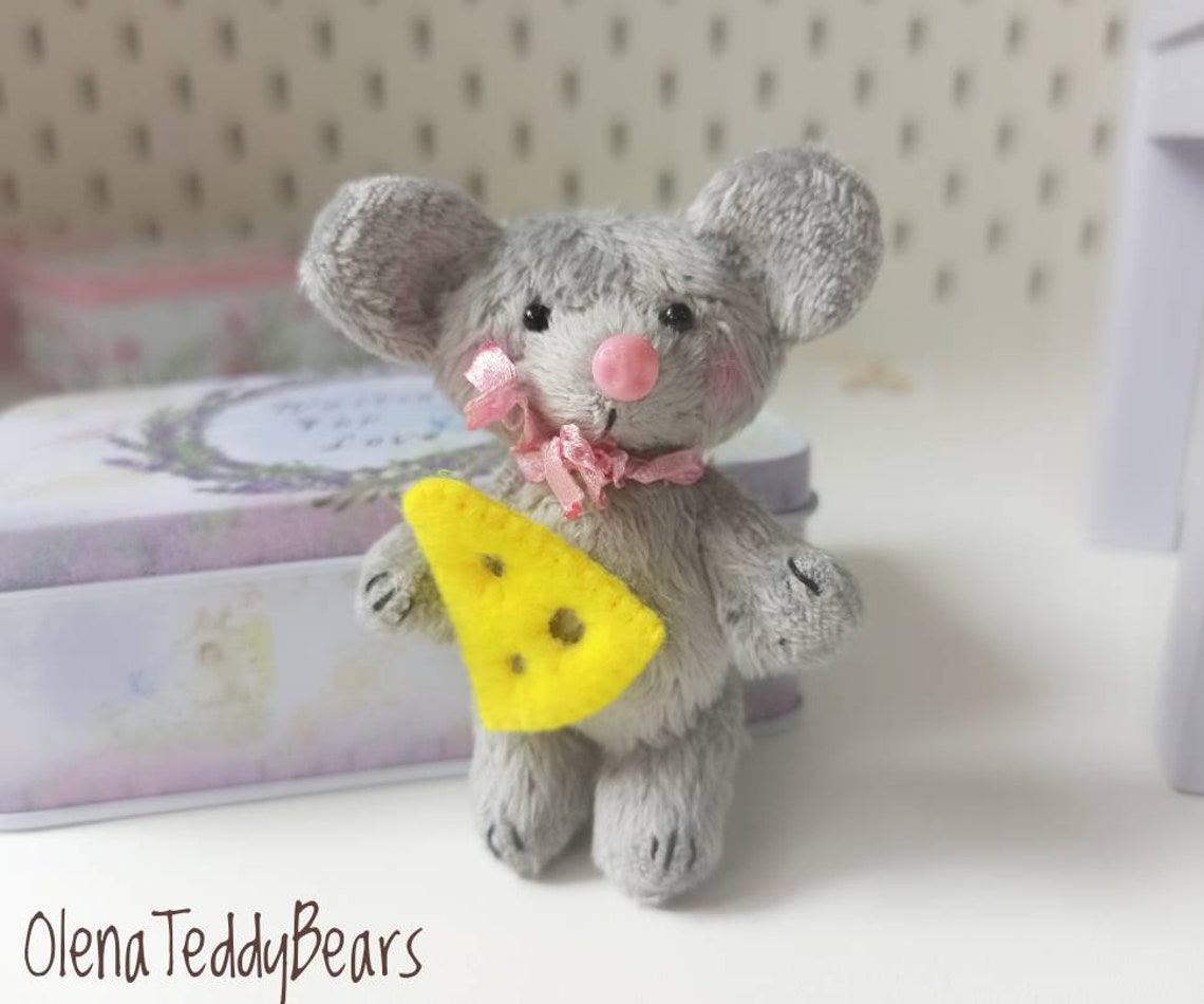 Stuffed animal mouse plush toy in box travel toy miniature Etsy