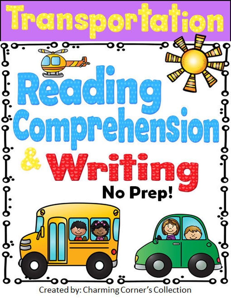 reading comprehension and writing transportation etsy